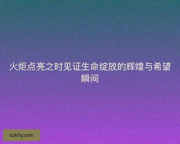火炬点亮之时见证生命绽放的辉煌与希望瞬间